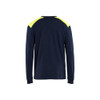 BLAKLADER 3483 Flame Resistant T-Shirt Navy Blue / Hi-Vis Yellow (Men) in Inherent Flame Resistant Jersey – front view; Holster Pockets false, Features Inherent flame resistant; Antistatic quality; UV protected