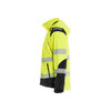 BLAKLADER 4400 High Vis Softshell Jacket Hi-Vis Yellow / Black (Men) in Waterproof 4-Way Stretch Softshell – alternate side view; Features 3-layer softshell; Breathable; Detachable hood; Light lined, Stretch true