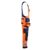 BLAKLADER 2626 High Vis Relaxed Fit Bib Overall Orange / Navy blue (Men) in Polyester with Holster Pockets and Kneepad Pockets – side view; Application Hi-Vis, Holster Pockets true, Features 4-way stretch; CORDURA® reinforced tool pockets; CORDURA®…