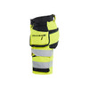 BLAKLADER 7020 High Vis Short Hi-Vis Yellow / Black (Women) in Polyester with Holster Pockets (4-way stretch; Detachable tool pockets; CORDURA® reinforced tool pockets; Body-hugging fit) – alternate side view; Holster Pockets true, Kneepad Pockets f…