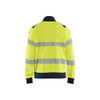 BLAKLADER 3461 Multinorm Sweater Hi-Vis Yellow / Navy Blue (Men) in Inherent Flame-Resistant Fleece – front view; Features Inherent flame resistant; Antistatic quality; Soft, brushed inner; Metal free