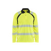 BLAKLADER 3598 High Vis Polo Shirt Hi-Vis Yellow / Black (Men) in UV-Protective Moisture-Wicking Polyester Birdseye Knit – product display image; Features Functional knitted; Moisture wicking; UV protected; Wide reflectors