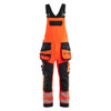 BLAKLADER 2626 High Vis Bib Overall Hi-Vis Red / Black in Polyester with Holster Pockets and Kneepad Pockets – product display image; Holster Pockets true, Stretch false