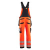 BLAKLADER 2626 High Vis Bib Overall Hi-Vis Red / Black in Polyester with Holster Pockets and Kneepad Pockets – front view; Holster Pockets true, Stretch false