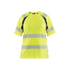 BLAKLADER 3503 High Vis T-Shirt Hi-Vis Yellow / Black (Women) in Interlock – product display image; Features Functional knitted; Moisture wicking; UV protected; Wide reflectors