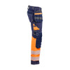 BLAKLADER 1794 High Vis Trouser Navy blue / Orange (Men) in Heavyweight Cotton Twill 370 gsm with Holster Pockets and Kneepad Pockets – side view; Application Craftsman, Holster Pockets true