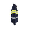 BLAKLADER 3462 Multinorm Sweater Navy Blue / Hi-Vis Yellow (Men) in Inherent Flame-Resistant Fleece – side view; Features Inherent flame resistant; Antistatic quality; Soft, brushed inner; Metal free