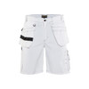 BLAKLADER 1536 Painter Short White in Cotton Twill 320 gsm with Holster Pockets – product display image; Holster Pockets true, Kneepad Pockets false