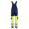 BLAKLADER 2663 High Vis Bib Overall Hi-Vis Yellow / Navy Blue in Cotton with Kneepad Pockets – front view; Holster Pockets false, Kneepad Pockets true