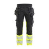 BLAKLADER 1130 High Vis Trouser Black / Hi-Vis Yellow in 2-Way Stretch CORDURA Cotton Twill with Holster Pockets and Kneepad Pockets – product display image; Holster Pockets true, Stretch false
