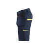 BLAKLADER 1494 Service Short Dark Navy Blue / Hi-Vis Yellow (Men) in PolyCotton Ripstop 250 gsm with Holster Pockets – alternate side view; Holster Pockets true, Kneepad Pockets false