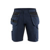 BLAKLADER 1494 Service Short Dark Navy Blue / Hi-Vis Yellow (Men) in PolyCotton Ripstop 250 gsm with Holster Pockets – product display image; Holster Pockets true, Kneepad Pockets false
