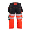 BLAKLADER 1123 High Vis Pirate Trousers Hi-Vis Red / Black in Polyester with Holster Pockets and Kneepad Pockets – front view; Holster Pockets true