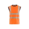 BLAKLADER 3575 High Vis Accessory Orange / Navy blue – product display image; UV-Protective Moisture-Wicking Polyester Birdseye Knit, Application Hi-Vis, Features Functional knitted; Moisture wicking; Loose fit; UV protected, Gender Men