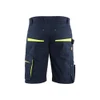 BLAKLADER 1499 Service Relaxed Fit Short Dark Navy Blue / Hi-Vis Yellow (Men) in PolyCotton Ripstop 250 gsm – front view; Holster Pockets false, Stretch true