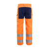 BLAKLADER 1588 Multinorm Trouser Orange / Navy blue (Men) in Inherent Flame-Resistant Double Weave with Kneepad Pockets – front view; Holster Pockets false, Kneepad Pockets true