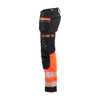 BLAKLADER 1794 High Vis Regular Fit Trouser Black / Hi-Vis Red (Men) in Heavyweight Cotton Twill 370 gsm with Holster Pockets and Kneepad Pockets – alternate side view; Application Craftsman, Holster Pockets true, Features Stretch panels; CORDURA® s…