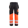 BLAKLADER 1794 High Vis Regular Fit Trouser Black / Hi-Vis Red (Men) in Heavyweight Cotton Twill 370 gsm with Holster Pockets and Kneepad Pockets – front view; Application Craftsman, Holster Pockets true, Features Stretch panels; CORDURA® stretch re…