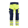 BLAKLADER 1124 High Vis Trouser Hi-Vis Yellow / Navy Blue in Polyester with Holster Pockets and Kneepad Pockets – product display image; Holster Pockets true, Stretch false