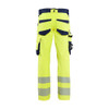 BLAKLADER 1124 High Vis Trouser Hi-Vis Yellow / Navy Blue in Polyester with Holster Pockets and Kneepad Pockets – front view; Holster Pockets true, Stretch false