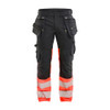BLAKLADER 1130 High Vis Regular Fit Trouser Black / Hi-Vis Red (Men) in 2-Way Stretch CORDURA Cotton Twill with Holster Pockets and Kneepad Pockets – product display image; Holster Pockets true, Features 2-way stretch; Stretch panels; CORDURA® stret…
