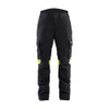 BLAKLADER 7107 Craftsman Regular Fit Trouser Black / Hi-Vis Yellow (Women) in Inherent Flame-Resistant Ripstop with Kneepad Pockets – product display image; Holster Pockets false, Kneepad Pockets true, Features Inherent flame resistant; Antistatic q…