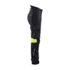 BLAKLADER 7107 Craftsman Regular Fit Trouser Black / Hi-Vis Yellow (Women) in Inherent Flame-Resistant Ripstop with Kneepad Pockets – side view; Holster Pockets false, Kneepad Pockets true, Features Inherent flame resistant; Antistatic quality; Wate…