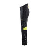 BLAKLADER 7107 Craftsman Regular Fit Trouser Black / Hi-Vis Yellow (Women) in Inherent Flame-Resistant Ripstop with Kneepad Pockets – alternate side view; Holster Pockets false, Kneepad Pockets true, Features Inherent flame resistant; Antistatic qua…