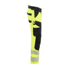 BLAKLADER 1124 High Vis Trouser Hi-Vis Yellow / Black (Men) in Polyester with Holster Pockets and Kneepad Pockets – side view; Holster Pockets true, Features 4-way stretch; CORDURA® reinforced knee pad pockets; Pre-bent legs; Reinforced pockets