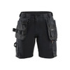 BLAKLADER 7133 Craftsman Regular Fit Short Black (Women) in 2-Way Stretch PolyCotton with Holster Pockets (2-way stretch; Stretch panels; CORDURA® reinforced tool pockets) – product display image; Holster Pockets true, Kneepad Pockets false