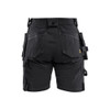 BLAKLADER 7133 Craftsman Regular Fit Short Black (Women) in 2-Way Stretch PolyCotton with Holster Pockets (2-way stretch; Stretch panels; CORDURA® reinforced tool pockets) – front view; Holster Pockets true, Kneepad Pockets false
