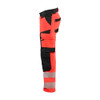 BLAKLADER 1124 High Vis Trouser Hi-Vis Red / Black (Men) in Polyester with Holster Pockets and Kneepad Pockets – alternate side view; Holster Pockets true, Features 4-way stretch; CORDURA® reinforced knee pad pockets; Pre-bent legs; Reinforced pocke…