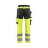 BLAKLADER 1703 High Vis Trouser Hi-Vis Yellow / Black in Cotton with Kneepad Pockets – front view; Holster Pockets false, Kneepad Pockets true