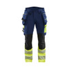 BLAKLADER 1125 High Vis Trouser Navy Blue / Hi-Vis Yellow in Polyester with Holster Pockets and Kneepad Pockets – product display image; Holster Pockets true, Stretch false
