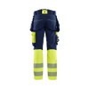 BLAKLADER 1125 High Vis Trouser Navy Blue / Hi-Vis Yellow in Polyester with Holster Pockets and Kneepad Pockets – front view; Holster Pockets true, Stretch false