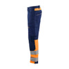 BLAKLADER 1708 High Vis Regular Fit Trouser Navy blue / Orange (Men) in Water-Repellent PolyCotton Twill 240 gsm with Kneepad Pockets – alternate side view; Application Hi-Vis, Holster Pockets false, Kneepad Pockets true, Features CORDURA® reinforce…
