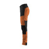 BLAKLADER 7166 High Vis Slim Fit Trouser Rust / Black (Women) in Lightweight PolyCotton Plain Weave with Kneepad Pockets – alternate side view; Application Service, Holster Pockets false, Kneepad Pockets true, Features Stretch panels; Body-hugging f…