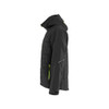 BLAKLADER 4743 Jacket Black / Hi-Vis Yellow (Men) in Waterproof 4-Way Stretch Softshell – alternate side view; Features 3-layer softshell; Breathable; Detachable hood; Half lined, Stretch true