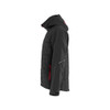 BLAKLADER 4743 Jacket Black / Red (Men) in Waterproof 4-Way Stretch Softshell – alternate side view; Features 3-layer softshell; Breathable; Detachable hood; Half lined, Stretch true