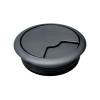 With a 60mm round cut-out size, it fits standard desk grommet holes and is ideal for routing power cords, monitor cables, and data lines through desktops and workstations.