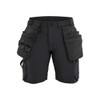 BLAKLADER 7124 Craftsman Short Black (Women) in 4-Way Stretch Polyamide Double Weave with Holster Pockets – product display image; Holster Pockets true, Kneepad Pockets false