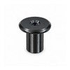 RAMPA RFL Cap Nut 9mm M6 15mm Steel Black Zinc – front view; 9 diameter, Hex 4 mm, Head Type Flat Head, Application Furniture joints and visible connections