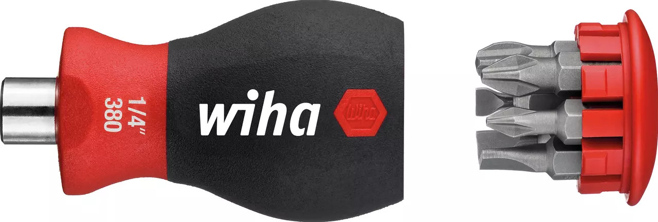 The WIHA Screwdriver with Bit Magazine Magnetic is a versatile and compact tool designed for convenience and efficiency in tight spaces.