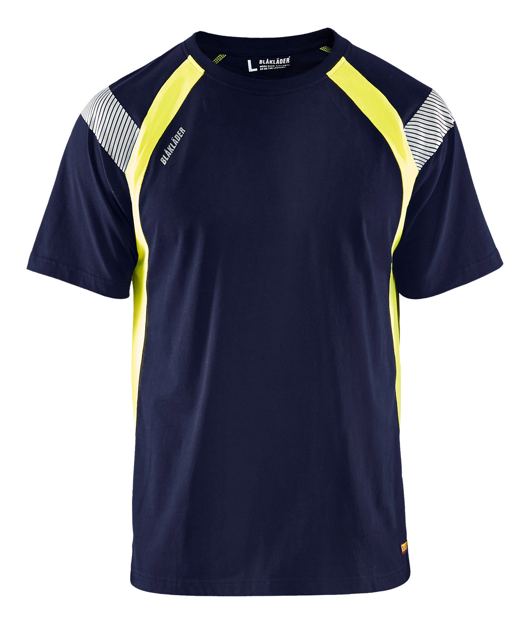 BLAKLADER T-Shirt  3332  with  for BLAKLADER T-Shirt  | 3332 Mens Navy Blue / High Vis Yellow UV Protection Profile T-Shirt with Reflective Tape Polyester that have UV Protection  available in Australia and New Zealand