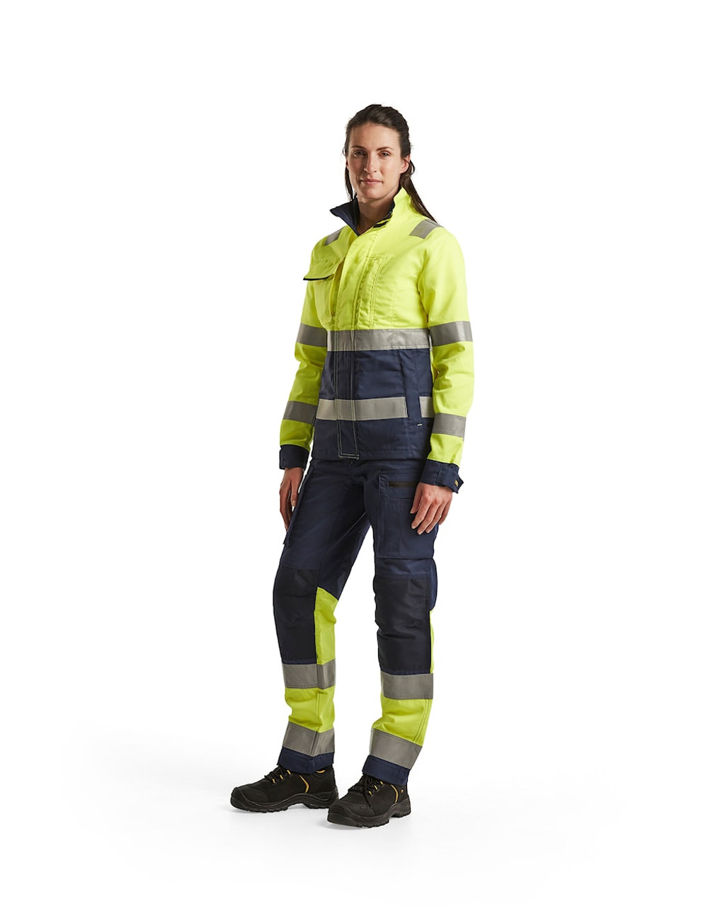 BLAKLADER Jacket | 4903 Womens High Vis Yellow /Navy Blue Jacket with Full Zip Reflective Tape in Polyester