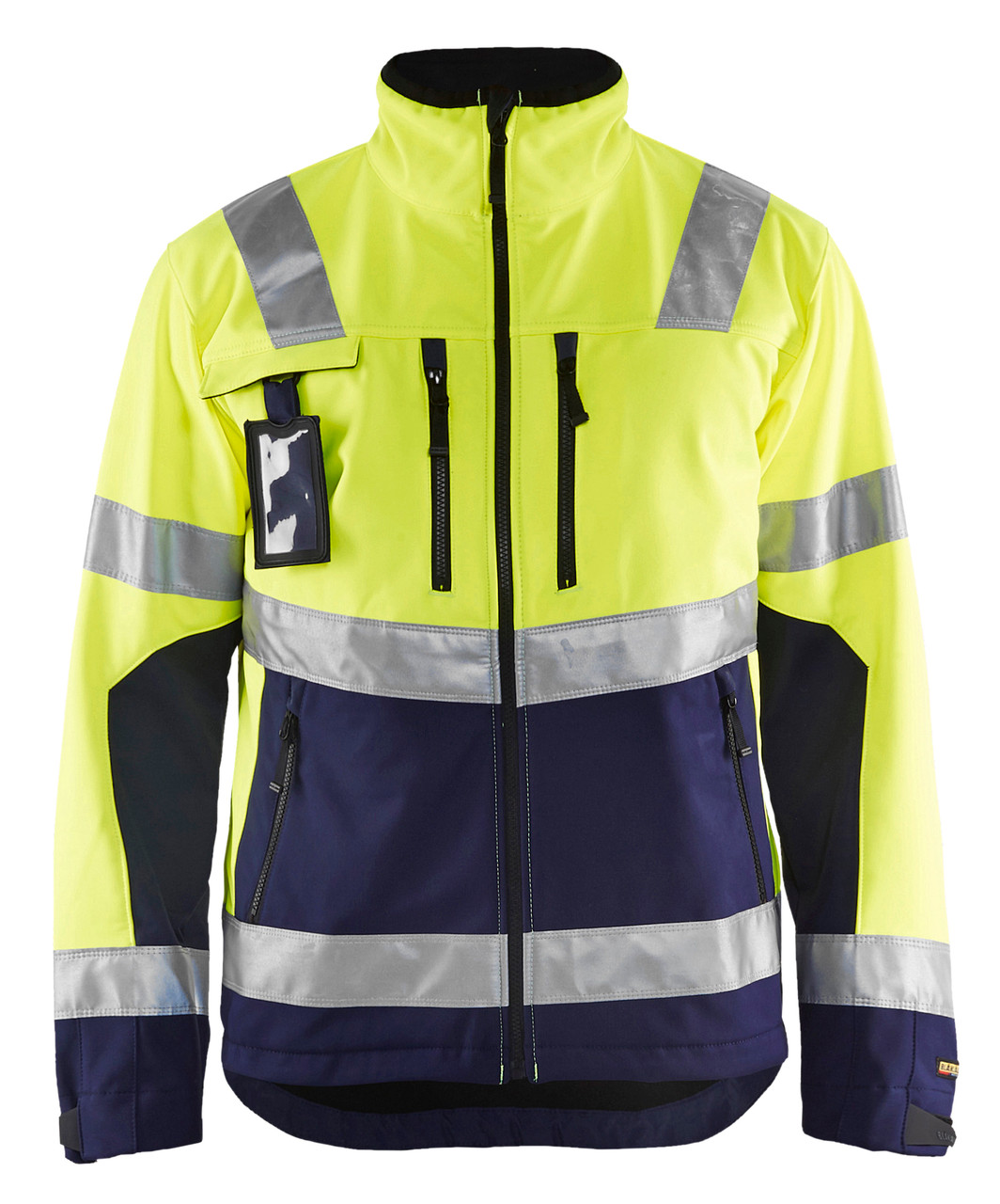 BLAKLADER Jacket | 4900 Mens High Vis Yellow /Navy Blue Jacket with Reflective Tape in Softshell