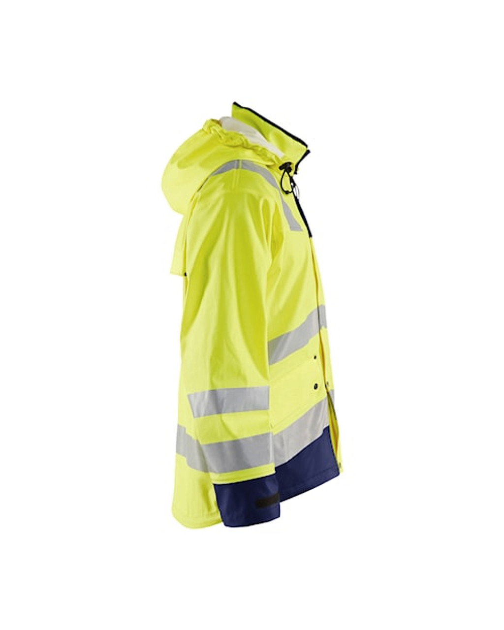 BLAKLADER Polyester Waterproof High Vis Yellow  Rain Jacket  for Rail Industry that have Reflective Tape  available in Australia and New Zealand
