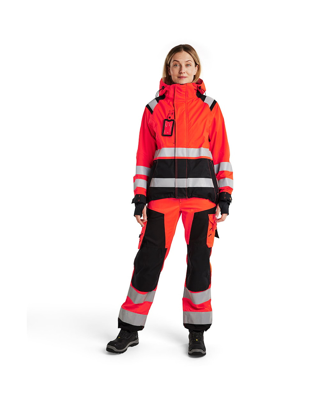 BLAKLADER Jacket | 4904 Womens High Vis Red /Black Jacket Waterproof with Reflective Tape in Polyester