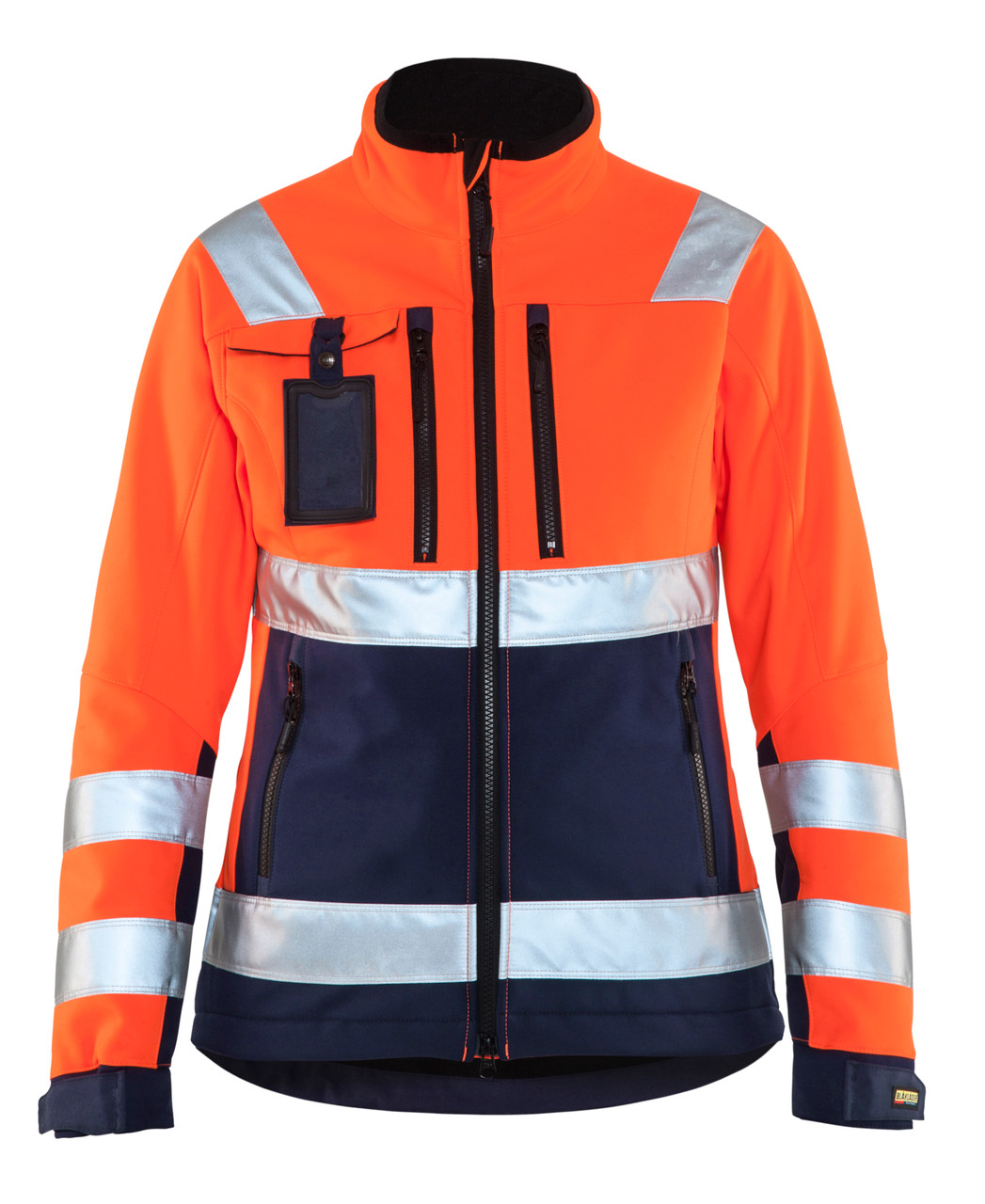 BLAKLADER Jacket | 4902 Womens High Vis Orange /Navy Blue Jacket with Reflective Tape in Softshell