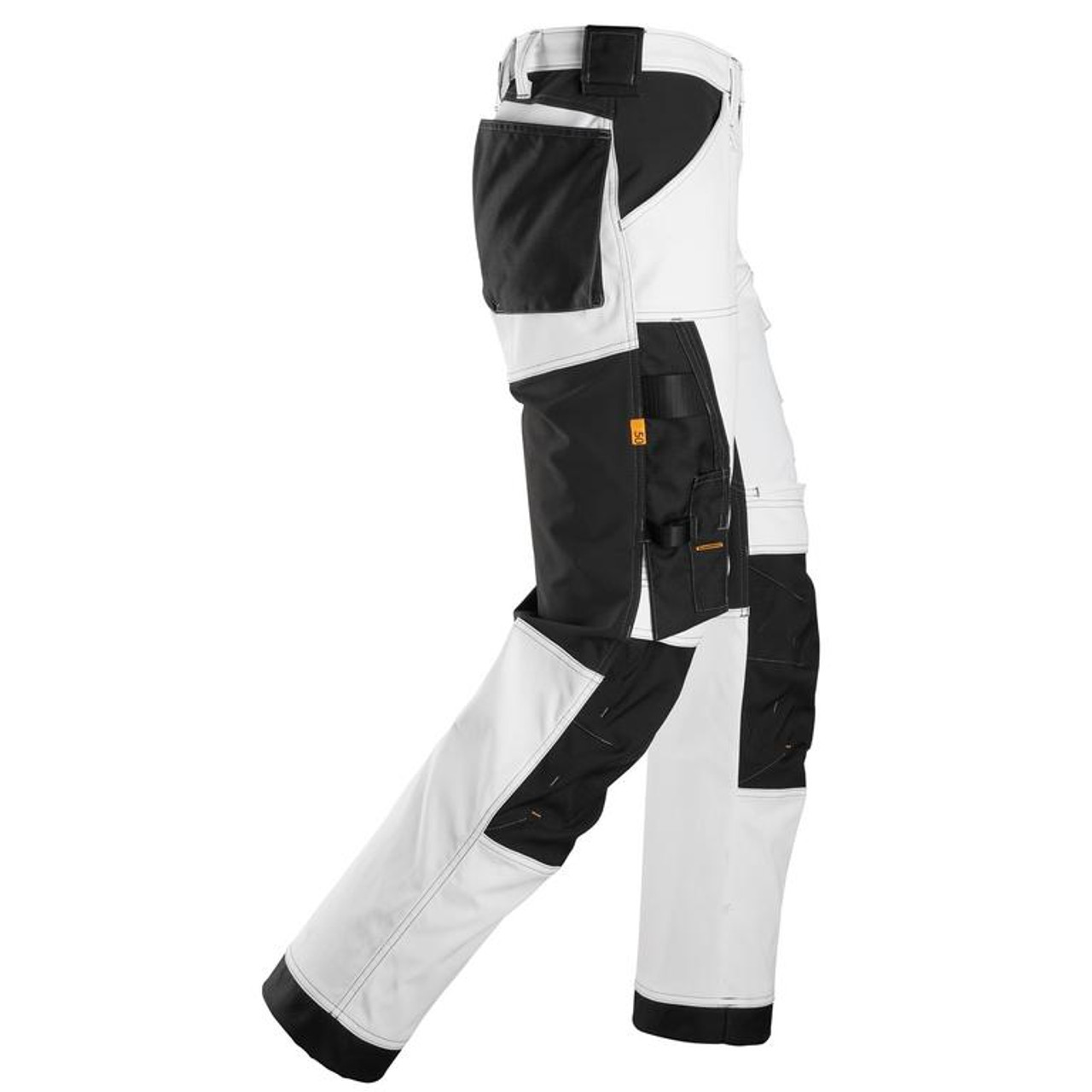 SNICKERS Trousers | 6351 Allround Work White Pinters  Trousers with Kneepad Pockets and Cotton with Stretch